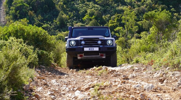 Ineos Grenadier climbing a hill
