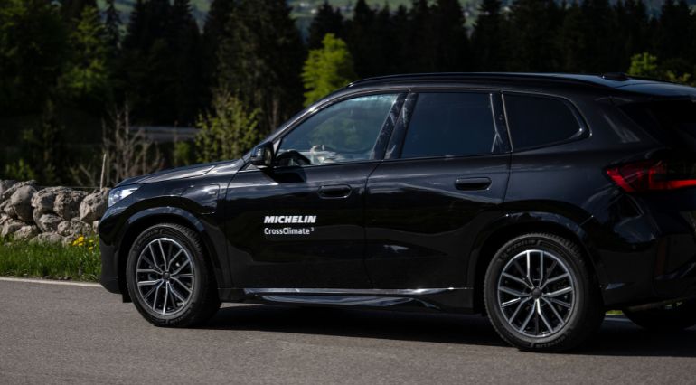 Side view of a black SUV