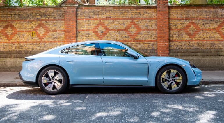 Porsche Taycan on a street