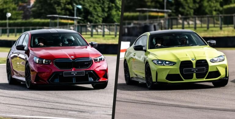 BMW M4 and new BMW M5 on track