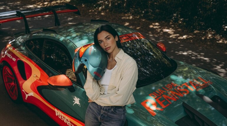 Dua Lipa and her Porsche