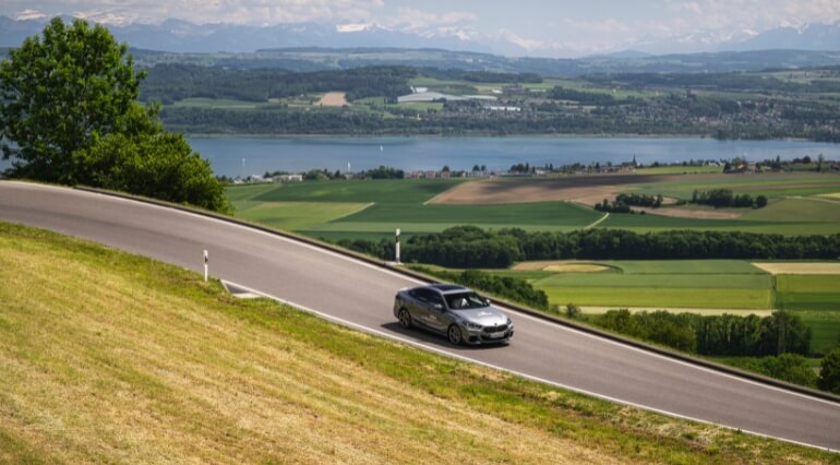 Bmw with lake in background