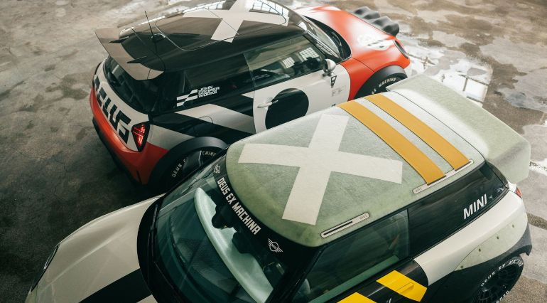 Bespoke Mini JCW parked side by side in a warehouse