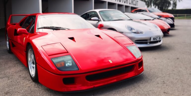 Line up of 5 vintage supercars