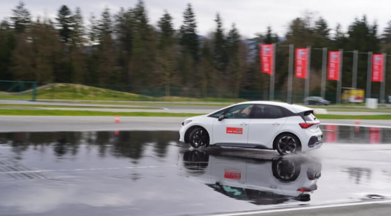 Cupra Born on skid pan