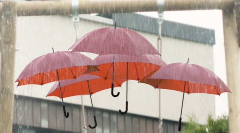 Umbrellas in the rain