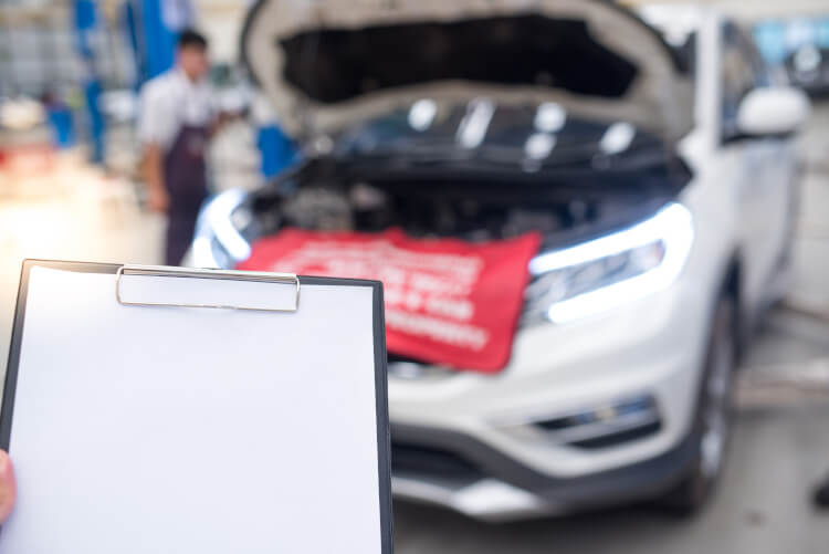 Blank checklist for an MOT test