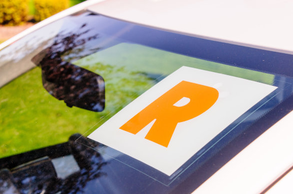 A car with an R plate stuck to it