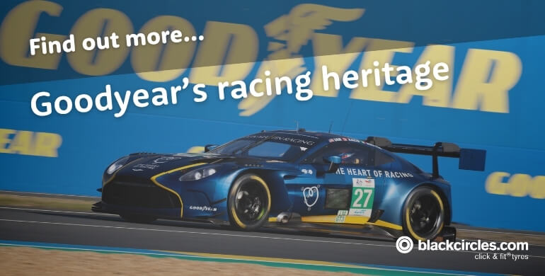 Racing car with Goodyear branding