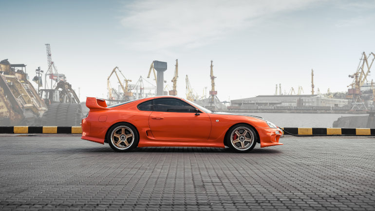 Toyota Supra at a dock
