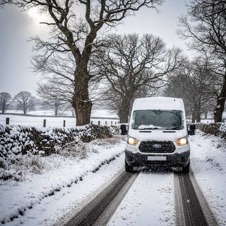 Ford Transit in the snow