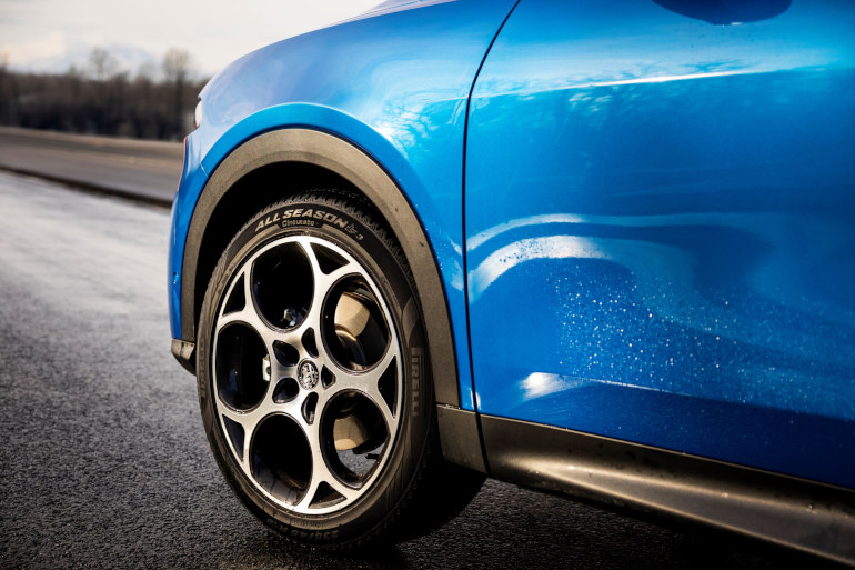 Alfa Romeo wearing Pirelli tyres