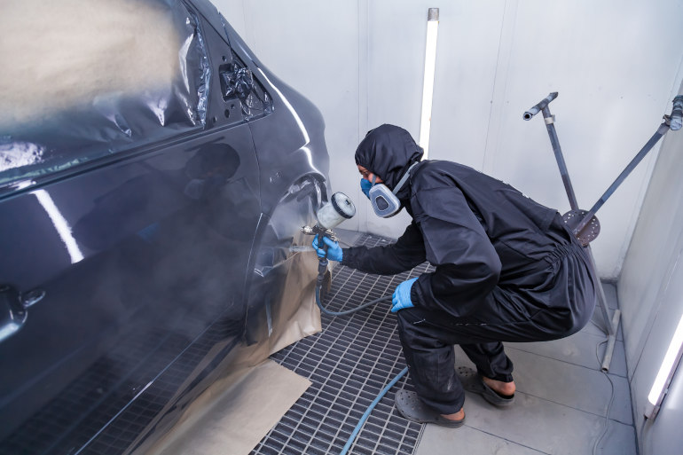 Car getting resprayed after an accident