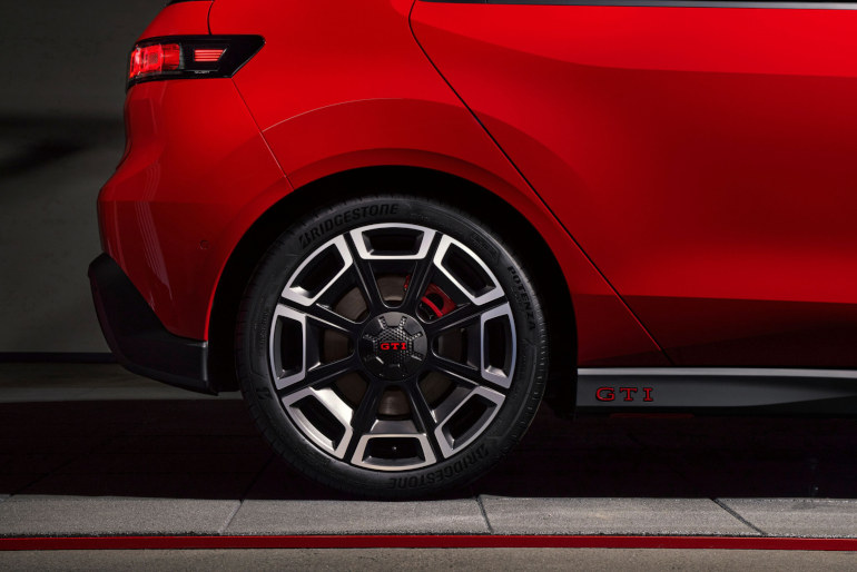 Bridgestone tyre on red VW